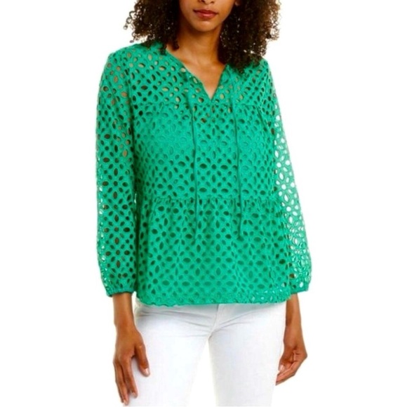 J. Crew Tops - J. Crew Women’s Kelly Green Eyelet Top Size Small